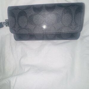 Coach leather black signature sunglasses/glasses lanyard case. Rare!